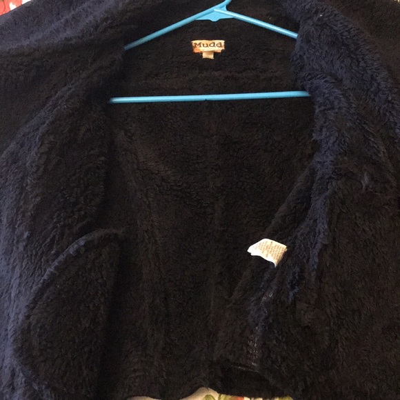 MUDD Black Faux Leather Fur Sherpa Asymmetrical Zip Moto Jacket Vest Sz Large - Picture 4 of 12